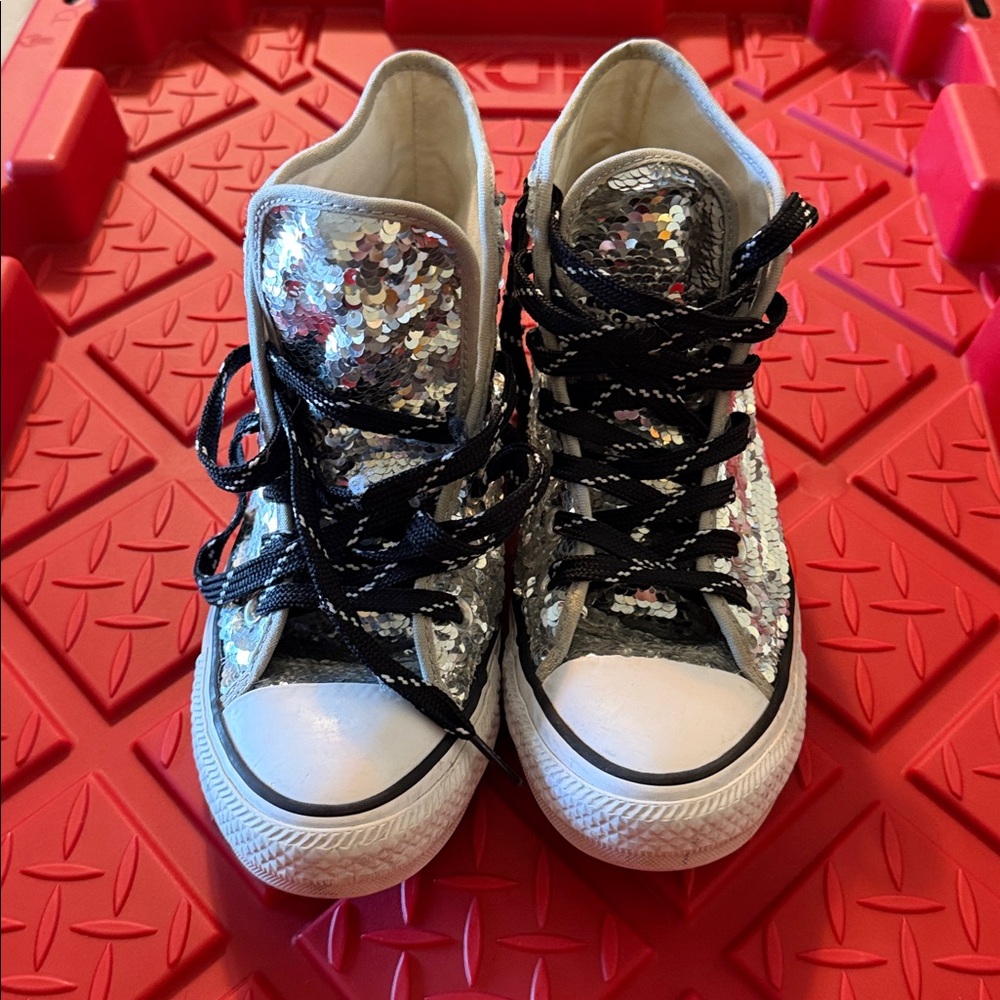 Converse Silver Sequin High-Tops